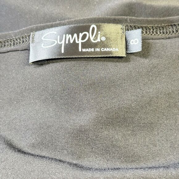 Sympli Canada Women A Line Boxy Jersey Dress SZ 8 Black Mesh Long Sleeves Loose - Picture 6 of 8